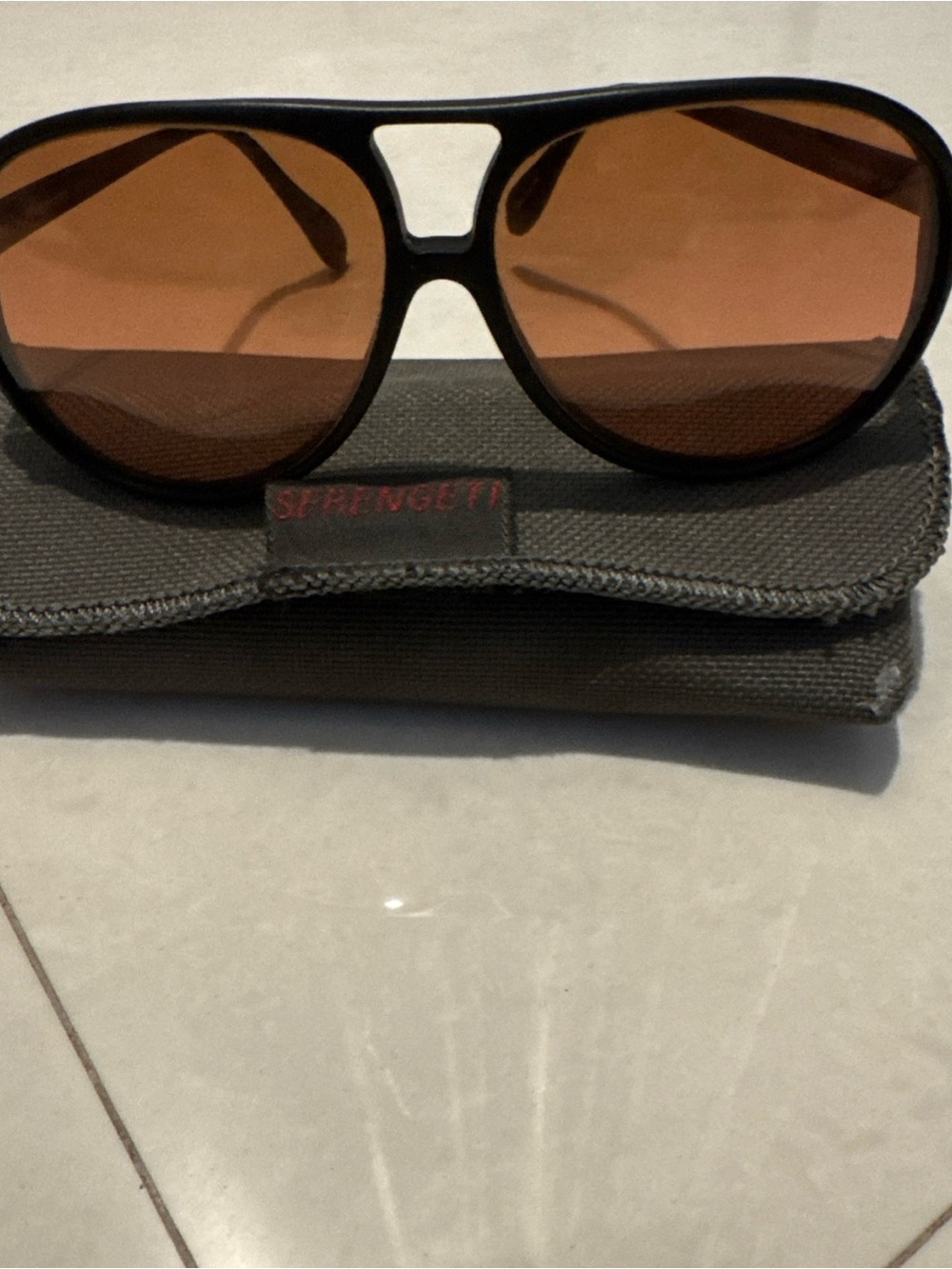 Vintage Serengeti Black Frame Sunglasses with Brown Lenses